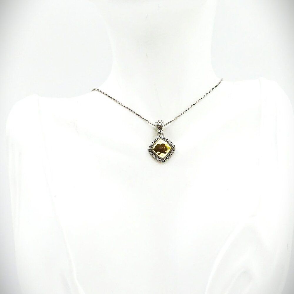 JOHN HARDY Chain Collection Sterling Silver 18K Gold Hammered Pendant Necklace - Picture 11 of 11